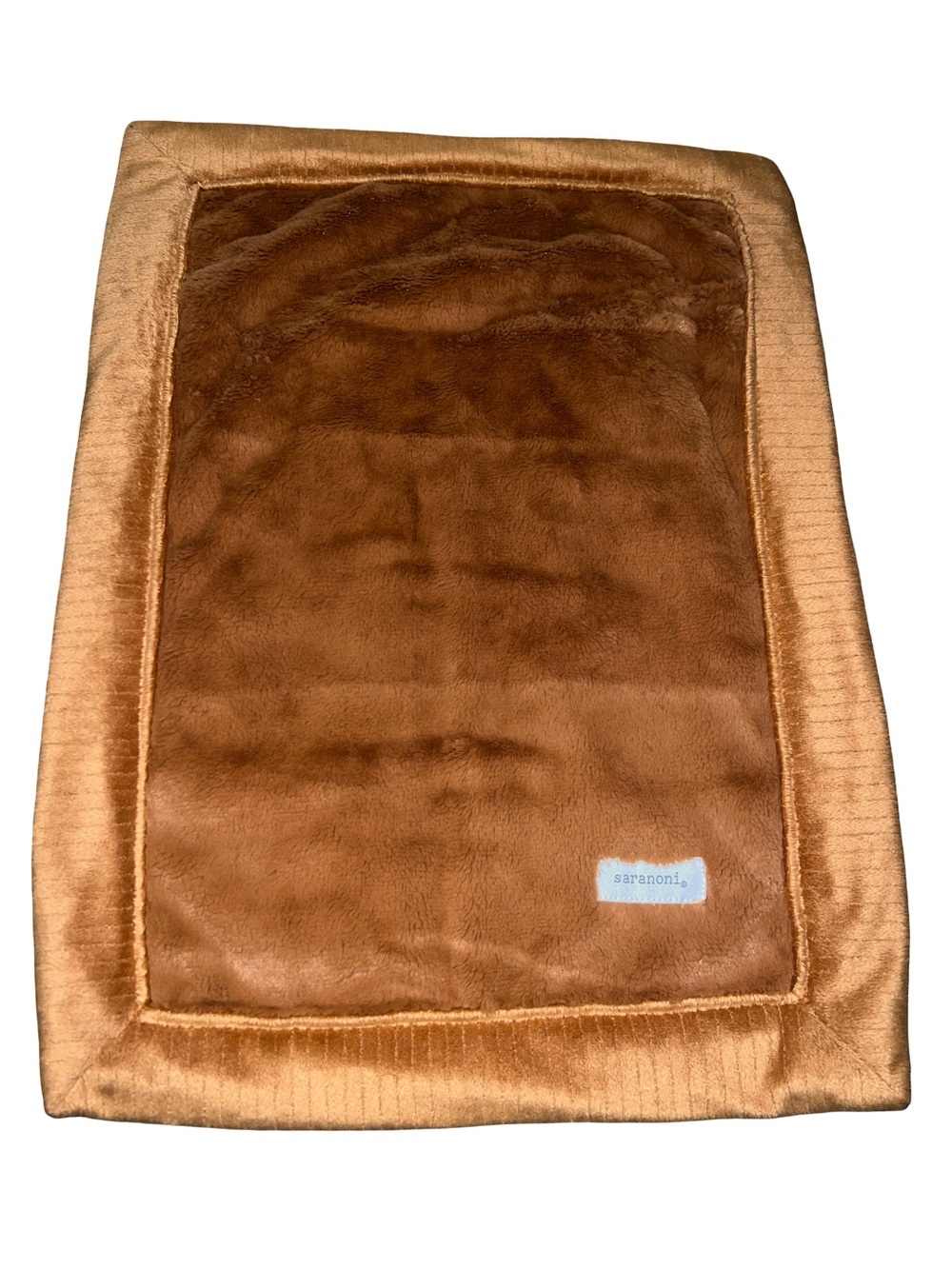 Saranoni Brown Lovey Plush Trim Baby Security Blanket 15" x 20" Super Soft